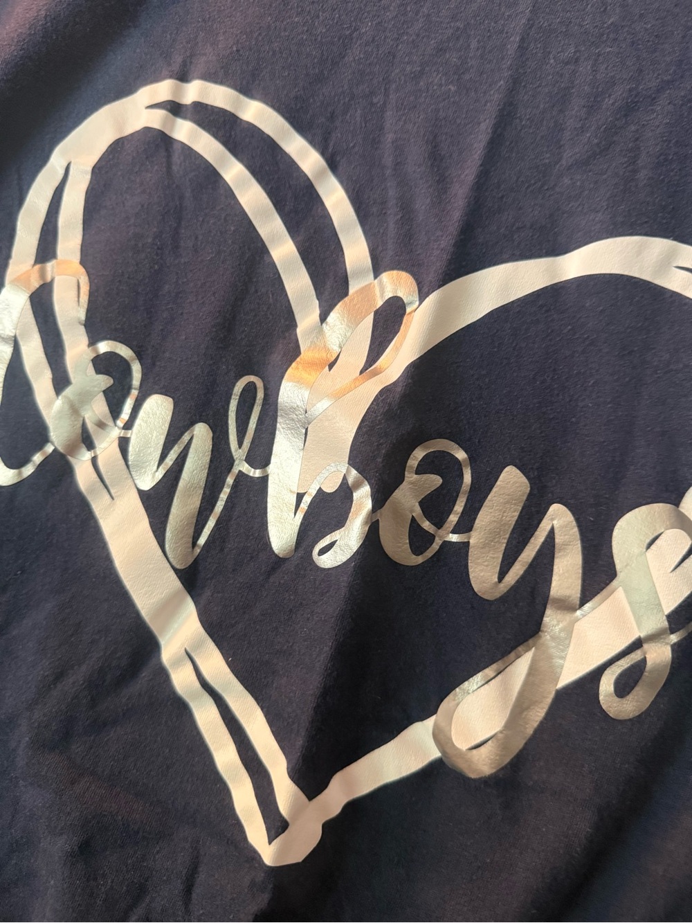 🏈 Dallas Cowboys Heart Graphic T-Shirt XL | Navy Blue Football Fan Tee - Picture 3 of 5